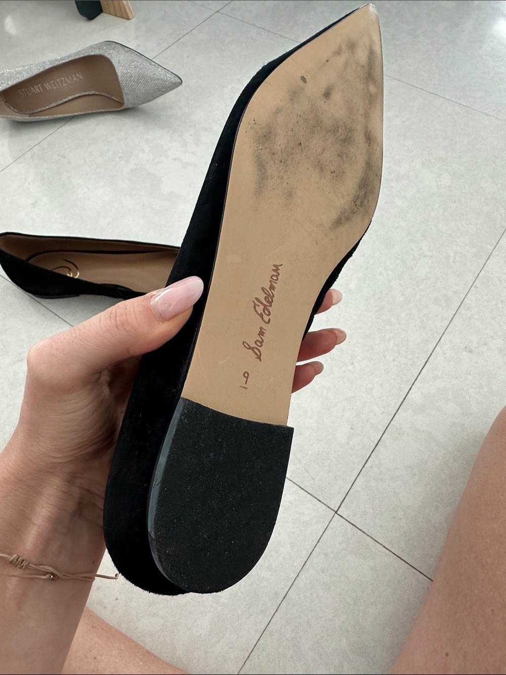 Sam Edelman Black Pointed Toe Suede Flats - Picture 3 of 3